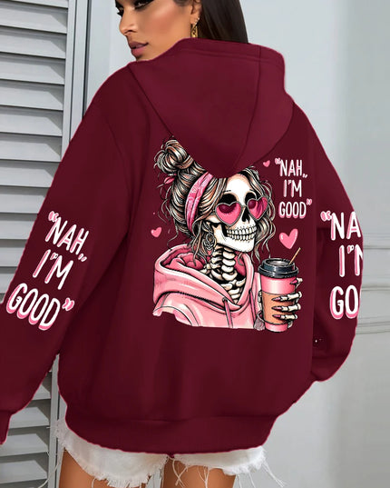 Women's "Expensive Talks Back" Printed Hoodie Sweater - Loose Fit