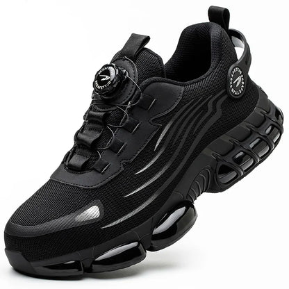 Rotating Button Men’s Anti-Puncture Protective Sneakers – Durable, Comfortable Work Shoes for Men