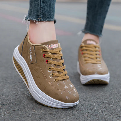 Women's Casual Breathable Comfort Wedge Heel Walking Sneakers with Thick Sole