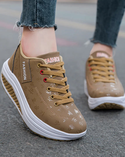 Women's Casual Breathable Comfort Wedge Heel Walking Sneakers with Thick Sole