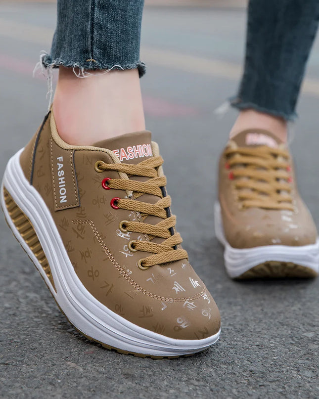 Women's Casual Breathable Comfort Wedge Heel Walking Sneakers with Thick Sole