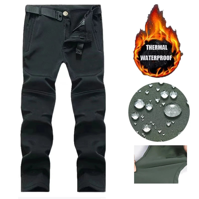 Men’s Waterproof Fleece Cargo Pants – Tactical Hiking Combat Trousers for Men