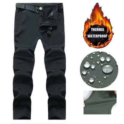 Men’s Waterproof Fleece Cargo Pants – Tactical Hiking Combat Trousers for Men
