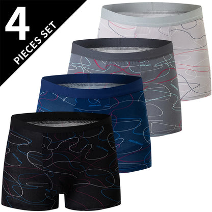 4-Pack Men's Comfortable Elastic Waist Trunks