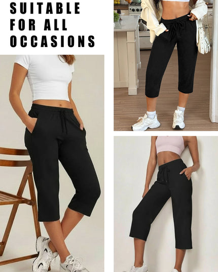 Women's Capri Yoga Pants with Drawstring and Pockets
