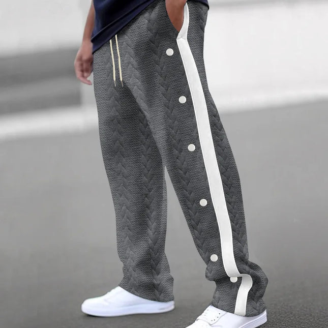 Men's Loose Fit Drawstring Joggers with Side Buttons
