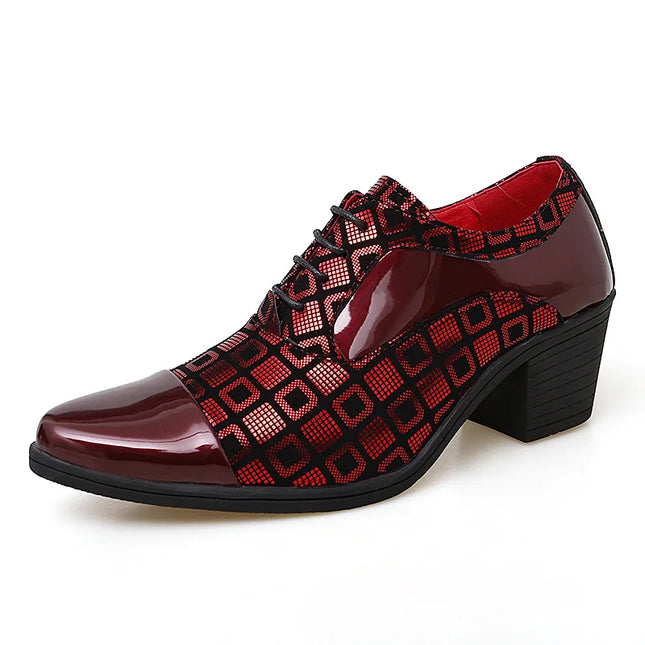 Luxury Men's High Heel Faux Leather Elevator Shoes