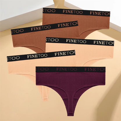 5-Pack Women’s High-Waist Seamless Cotton Thongs – Comfortable, Elastic, and Durable Underwear for Women