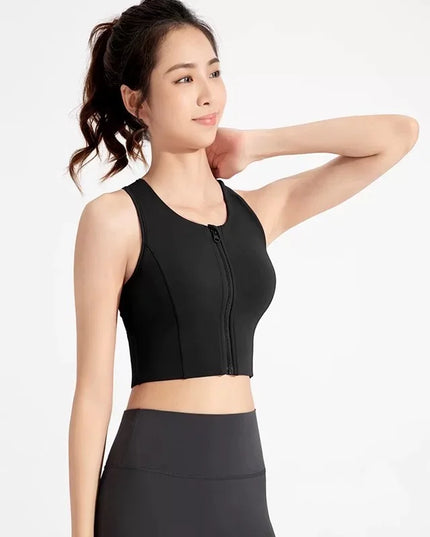 Women's Vest with Front Zipper and Built-In Fixed Cups