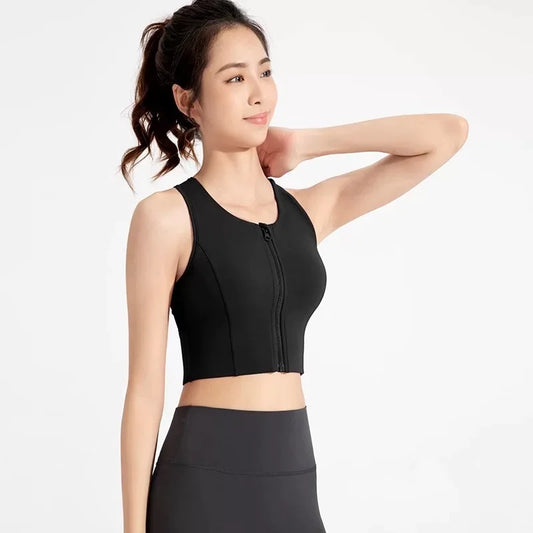 Women's Vest with Front Zipper and Built-In Fixed Cups