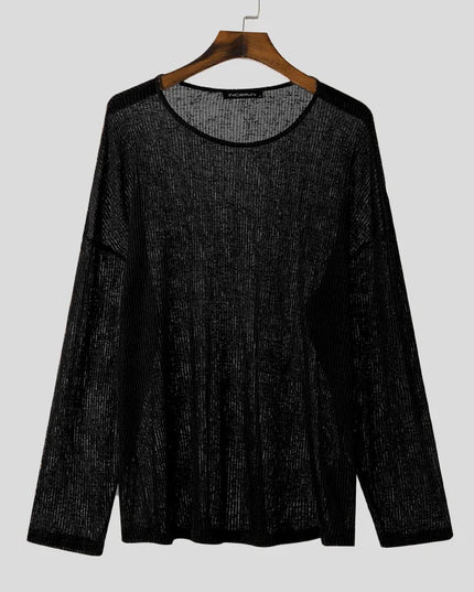 Men's Loose Knitted Transparent Sweater