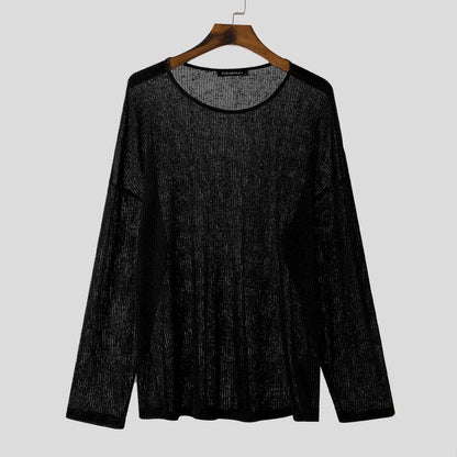 Men's Loose Knitted Transparent Sweater