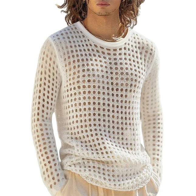 Hollow-Out Mesh Transparent Sweater for Men
