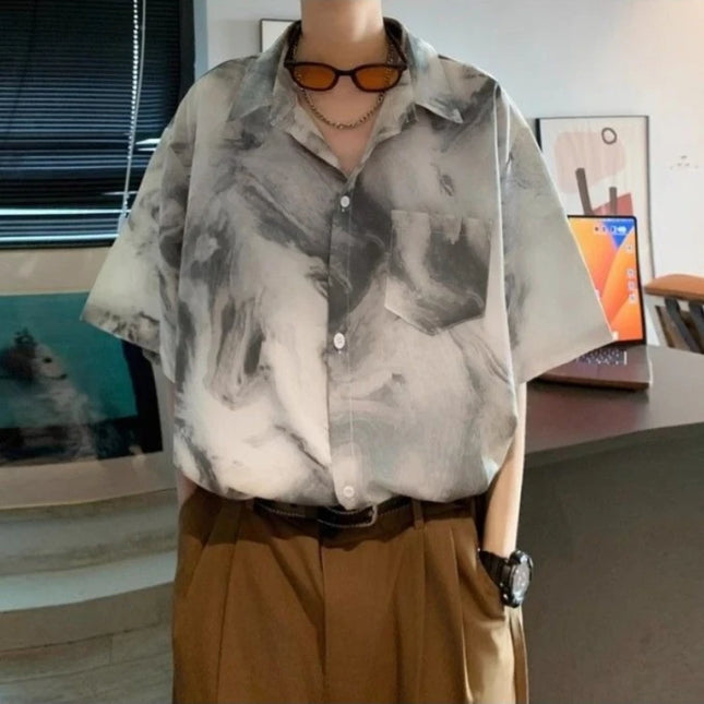 Vintage Men's Lapel Button Shirt - Loose Fit, Stylish Retro Men's Casual Shirt