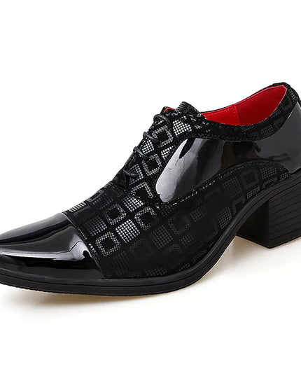 Luxury Men's High Heel Faux Leather Elevator Shoes
