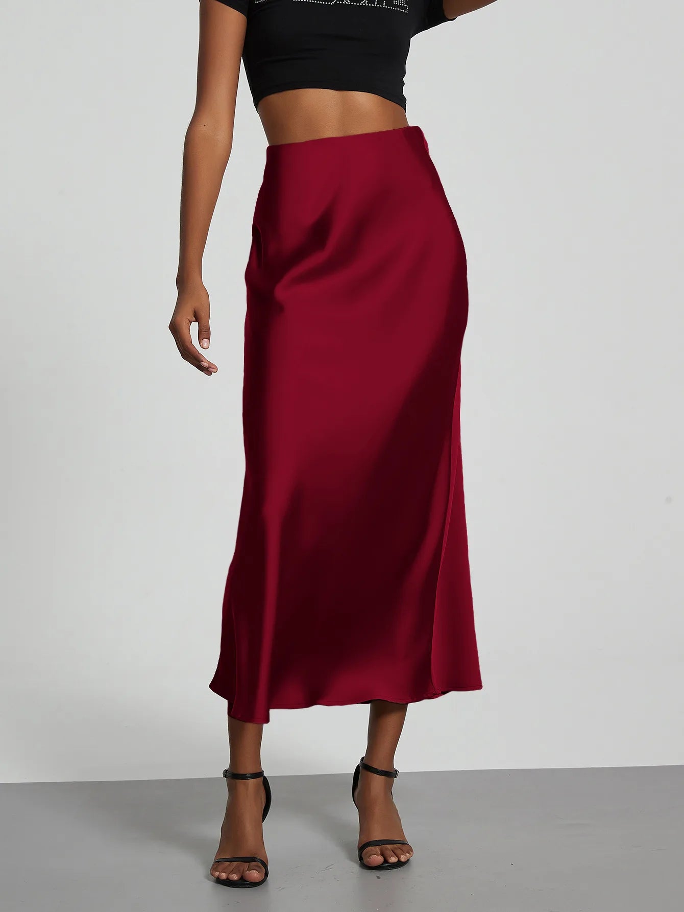 Women's Sophisticated High-Waisted Satin Maxi Skirt