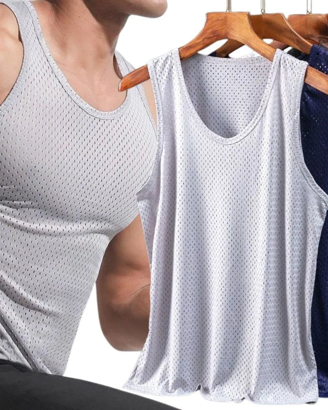 Men's Ice Silk Transparent Mesh Tank Top -  Various Colors