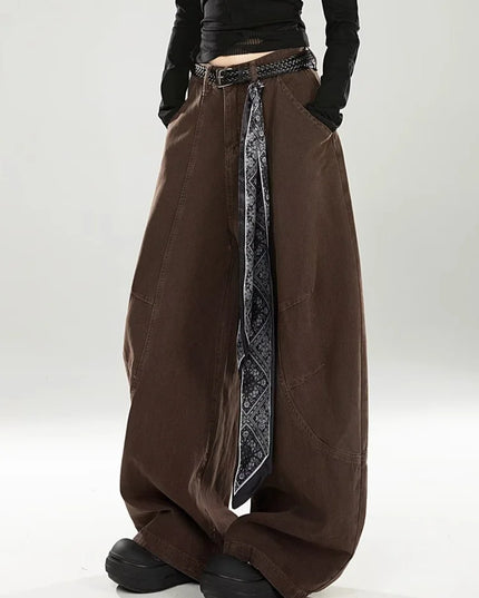 vintage Baggy Women's  Pants Wide Leg  Cotton Long Trousers