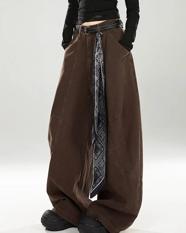vintage Baggy Women's  Pants Wide Leg  Cotton Long Trousers