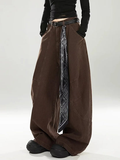 vintage Baggy Women's  Pants Wide Leg  Cotton Long Trousers