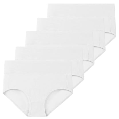 5-Piece Women's Breathable Cotton High-Cut Belly Control Panties