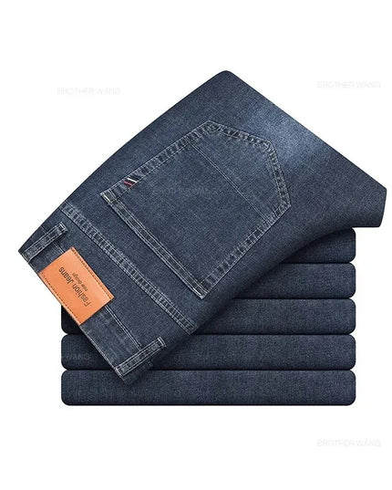 Straight Stretch Denim Men's High-Waist Jeans - Various Colors