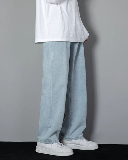 Korean style Men's Classic Wide-Leg Straight Denim Jeans