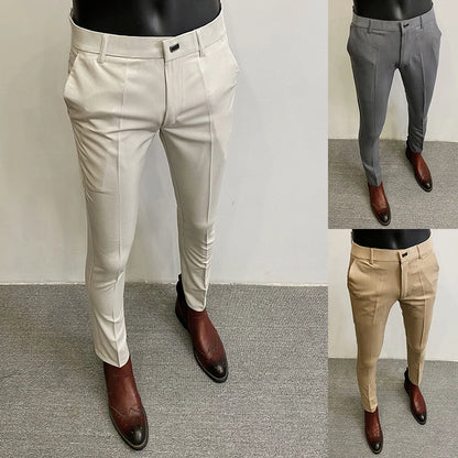 Men's Slim Fit Dress Pants - Formal Slim Trousers for Men