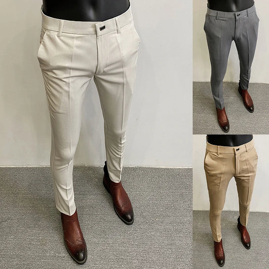 Men's Slim Fit Dress Pants - Formal Slim Trousers for Men