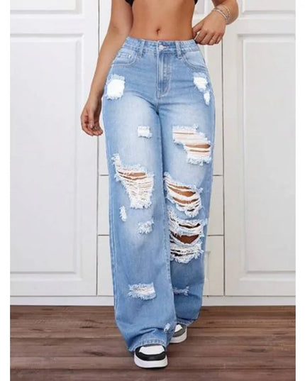 Women's Ripped Knee-Piercing Loose Fit Casual Jeans
