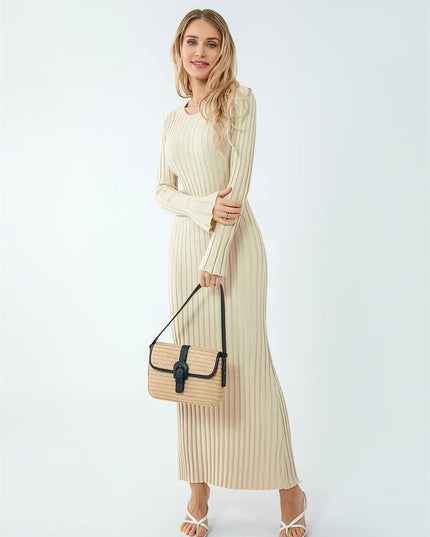 Elegant Women’s Knit Long Sleeve Bodycon Dress – Stylish & Comfortable Long Sleeve Midi Dress for Women