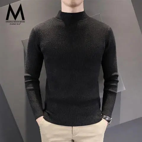 Men's Thick Slim Knitted Half Turtleneck Sweater