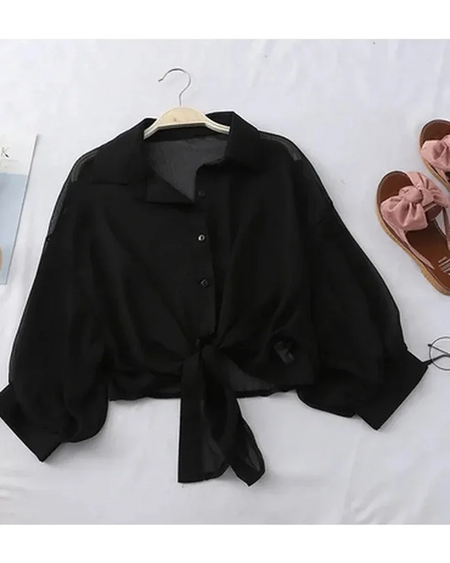 Women's Loose Tied Waist Blouse