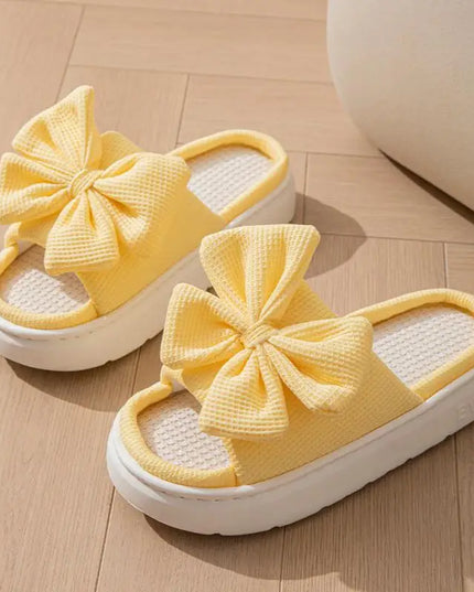 Women's Bowknot Slippers - Thick Sole, Non-Slip Indoor Shoes