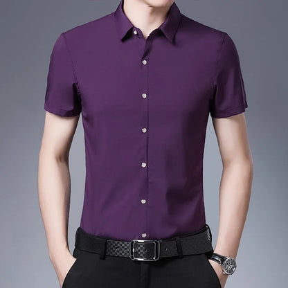 Men's Casual Plain Short Sleeve Shirt - Various Colors