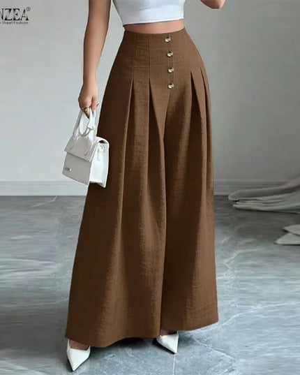 Women's High-Waisted Wide-Leg Pleated Loose Trousers