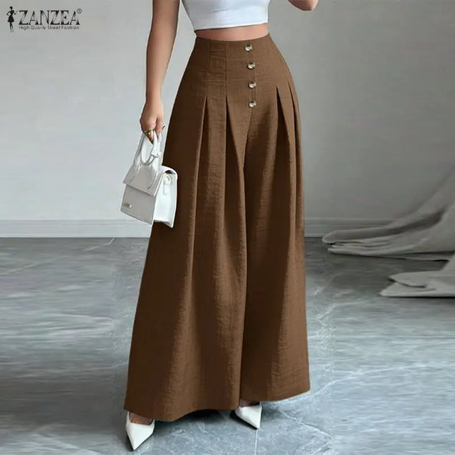 Women's High-Waisted Wide-Leg Pleated Loose Trousers