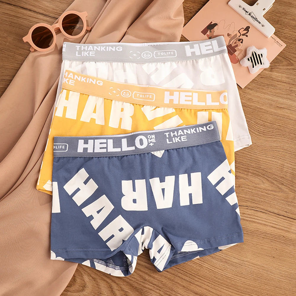 3PCS Women's Cotton Soft Letter Print Panties Set – Comfortable Female Underwear