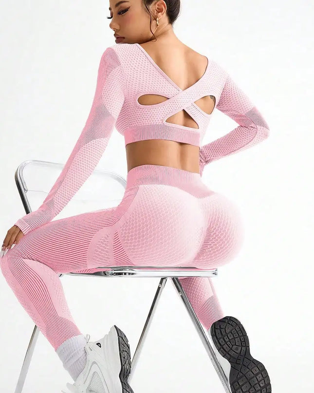 Women's 2-Piece Breathable Seamless Sports Vest and Leggings Set