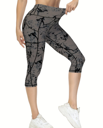 High Waisted Capri Leggings for Women with Pockets