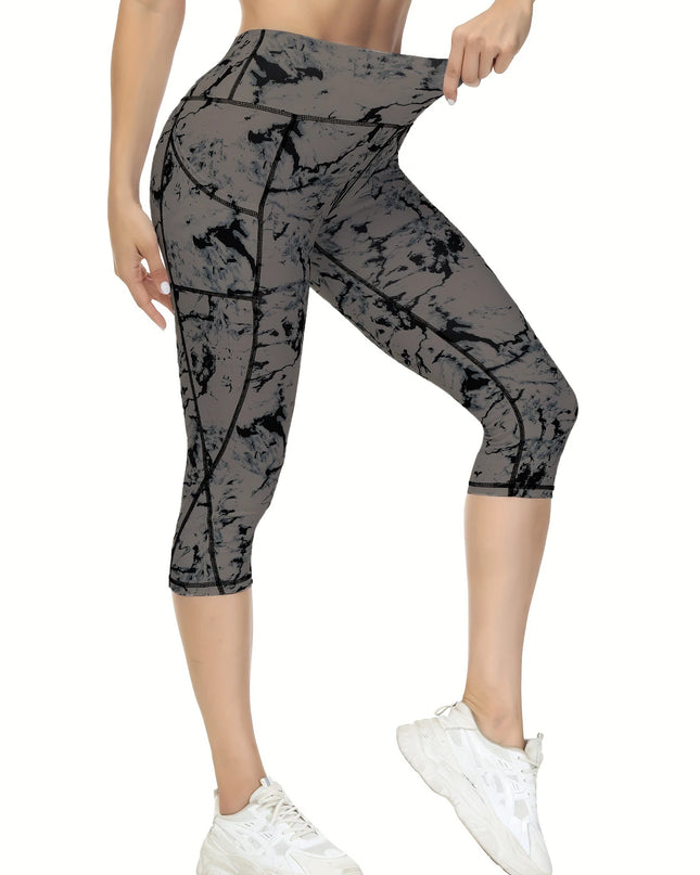 High Waisted Capri Leggings for Women with Pockets