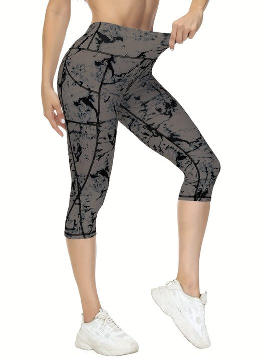 High Waisted Capri Leggings for Women with Pockets