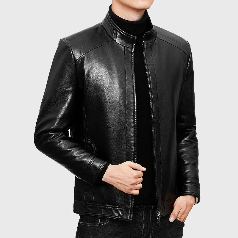Men's Slim Fit Faux Leather Jacket - Stylish and Durable Men's Leather Jacket