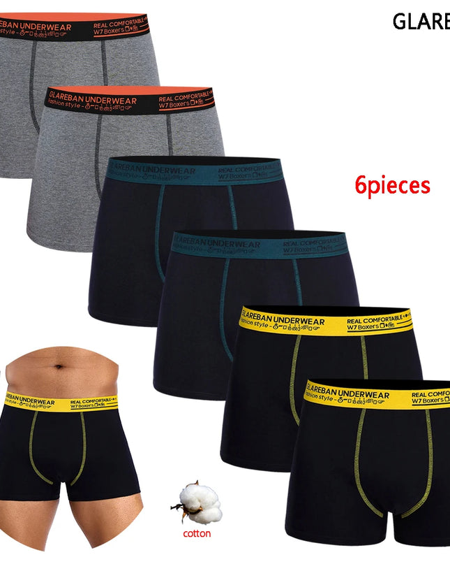 6-Pack Cotton Boxer Briefs for Men – Comfortable & Breathable Underwear Set