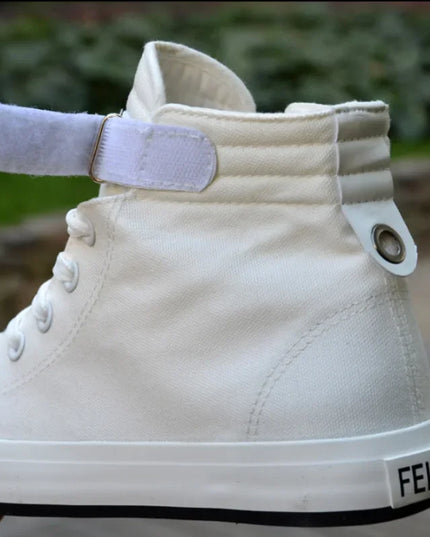 High-Top Canvas Sneakers for Men - Breathable, Non-Slip, Flat Design Shoes