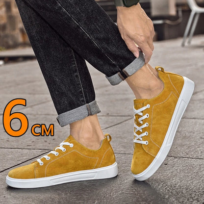 Men's Faux Suede Casual Elevator Sneakers with 6cm Hidden Heel