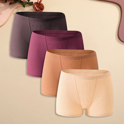 Set of 4 Women's Cotton Striped High-Waist Underwear