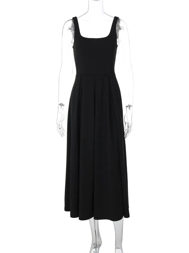 Elegant Pleated Backless Spaghetti Strap Maxi Dress for Women