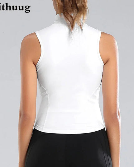 Women's Sleeveless Zip-Up Athletic Sweat Vest Jacket - Various Colors