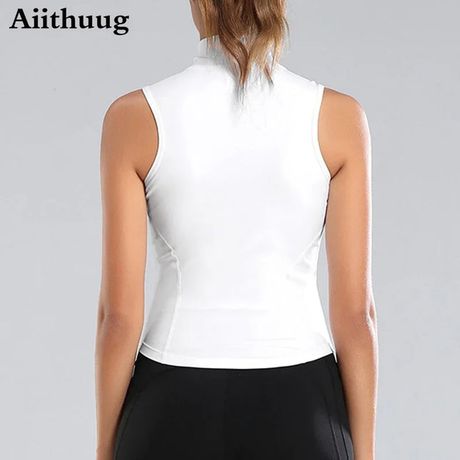 Women's Sleeveless Zip-Up Athletic Sweat Vest Jacket - Various Colors